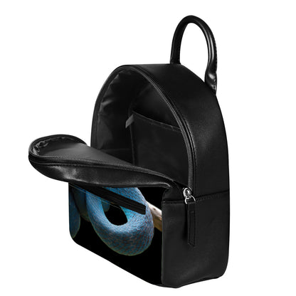 Blue Viper Snake Print Leather Backpack