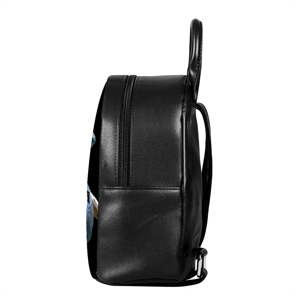 Blue Viper Snake Print Leather Backpack
