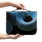 Blue Viper Snake Print Leather Bible Cover