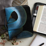 Blue Viper Snake Print Leather Bible Cover