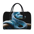 Blue Viper Snake Print Leather Duffel Bag