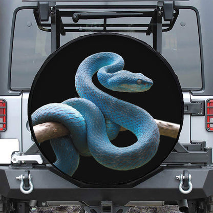 Blue Viper Snake Print Leather Spare Tire Cover