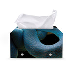 Blue Viper Snake Print Leather Tissue Box Cover