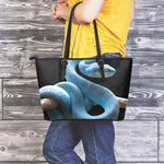Blue Viper Snake Print Leather Tote Bag