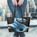 Blue Viper Snake Print Leather Tote Bag