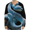 Blue Viper Snake Print Long Sleeve Baseball Jersey