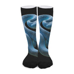 Blue Viper Snake Print Long Socks