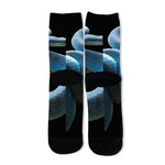 Blue Viper Snake Print Long Socks