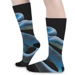 Blue Viper Snake Print Long Socks