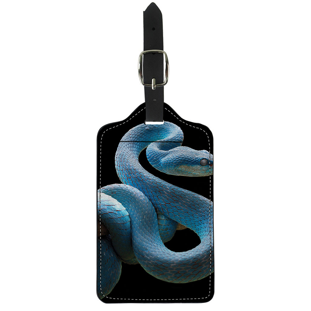 Blue Viper Snake Print Luggage Tag