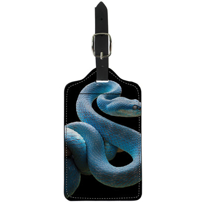 Blue Viper Snake Print Luggage Tag