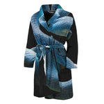 Blue Viper Snake Print Men's Bathrobe