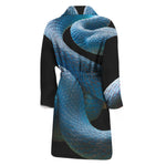 Blue Viper Snake Print Men's Bathrobe