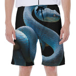 Blue Viper Snake Print Men's Beach Shorts