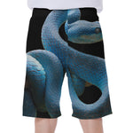 Blue Viper Snake Print Men's Beach Shorts
