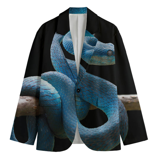 Blue Viper Snake Print Men's Blazer