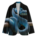 Blue Viper Snake Print Men's Blazer