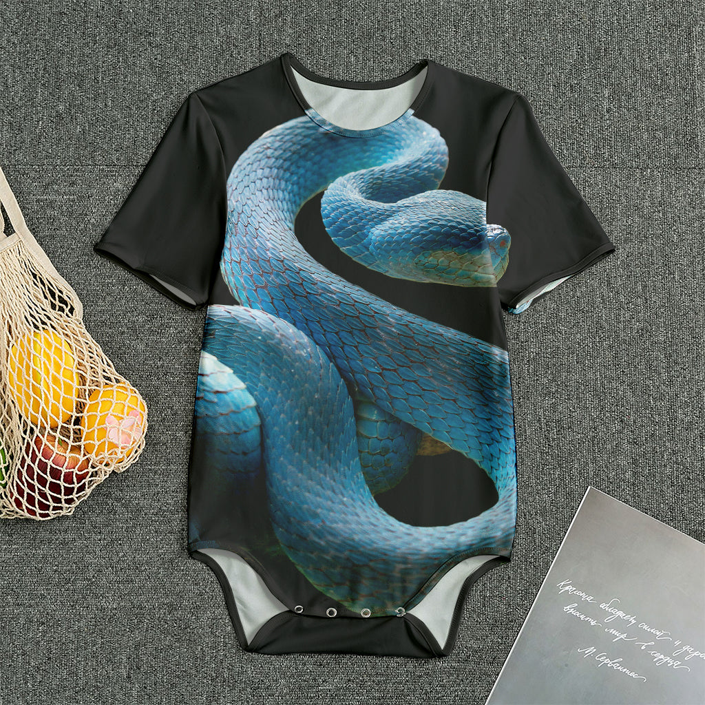 Blue Viper Snake Print Men's Bodysuit