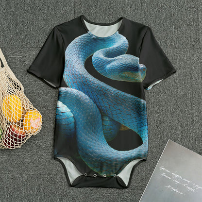 Blue Viper Snake Print Men's Bodysuit