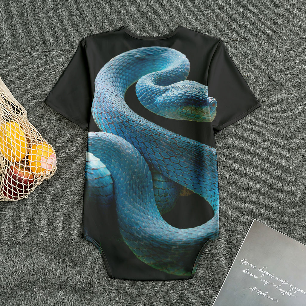 Blue Viper Snake Print Men's Bodysuit