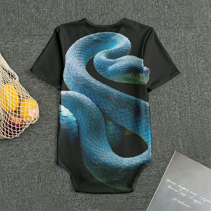 Blue Viper Snake Print Men's Bodysuit