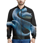 Blue Viper Snake Print Men's Bomber Jacket