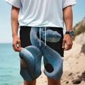Blue Viper Snake Print Men's Cargo Shorts