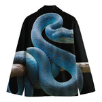 Blue Viper Snake Print Men's Cotton Blazer