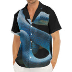Blue Viper Snake Print Men's Deep V-Neck Shirt