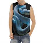 Blue Viper Snake Print Men's Fitness Tank Top