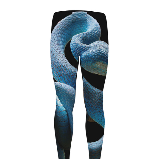 Blue Viper Snake Print Men's leggings