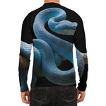 Blue Viper Snake Print Men's Long Sleeve Rash Guard