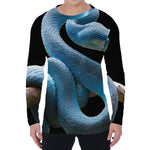 Blue Viper Snake Print Men's Long Sleeve T-Shirt