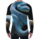 Blue Viper Snake Print Men's Long Sleeve T-Shirt