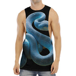 Blue Viper Snake Print Men's Muscle Tank Top