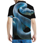 Blue Viper Snake Print Men's Polo Shirt