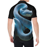Blue Viper Snake Print Men's Shirt