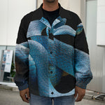 Blue Viper Snake Print Men's Shirt Jacket