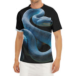 Blue Viper Snake Print Men's Short Sleeve Rash Guard