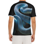 Blue Viper Snake Print Men's Short Sleeve Rash Guard