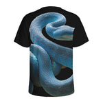Blue Viper Snake Print Men's Sports T-Shirt