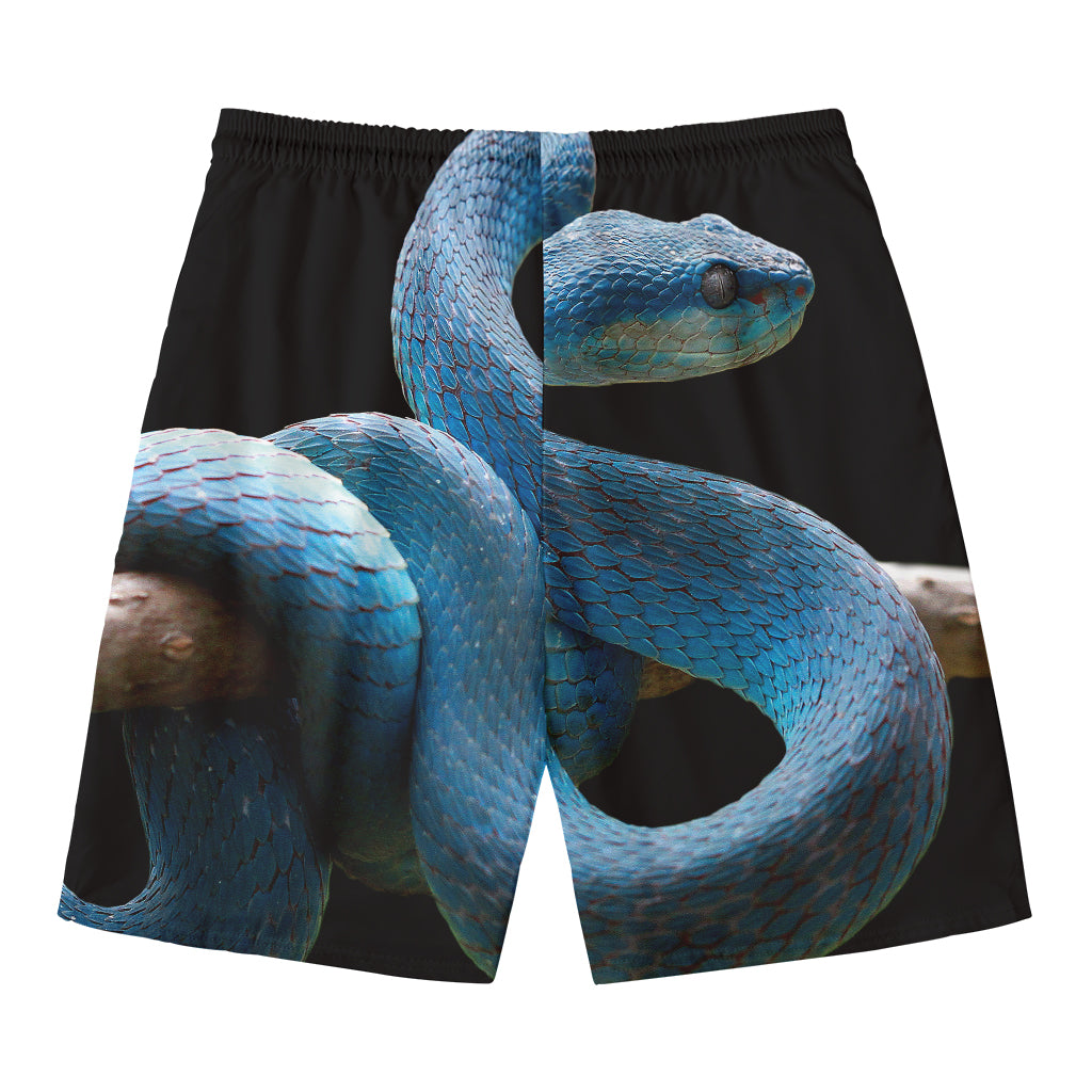 Blue Viper Snake Print Men's Swim Trunks
