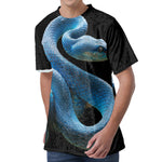 Blue Viper Snake Print Men's Velvet T-Shirt