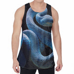 Blue Viper Snake Print Men's Velvet Tank Top