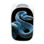 Blue Viper Snake Print Mesh Laundry Hamper