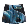 Blue Viper Snake Print Mesh Shorts
