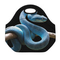 Blue Viper Snake Print Neoprene Lunch Bag
