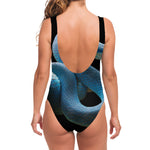 Blue Viper Snake Print One Piece Swimsuit