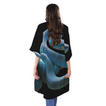 Blue Viper Snake Print Open Front Beach Cover Up