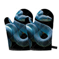 Blue Viper Snake Print Oven Mitts